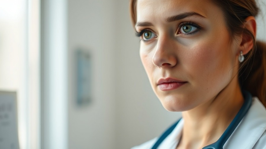 Empathetic female doctor reflecting on patient consent and medical ethics.