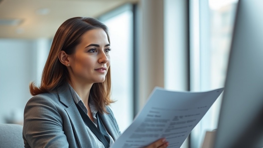 Business professional evaluating resumes in compliance with California employment background checks.
