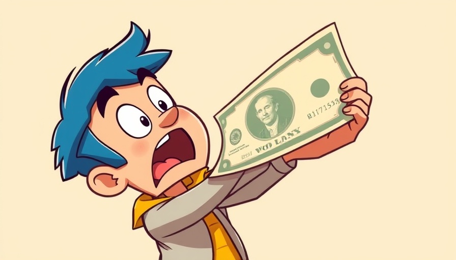 Animated character reaches for money, illustrating AI leadership models.