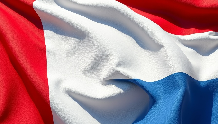 Waving Dutch flag symbolizing AI plant investment in Europe.
