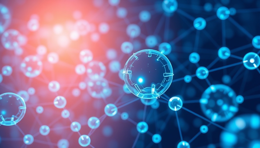 Digital AI transformation, network of glowing blue spheres connected in a futuristic way.