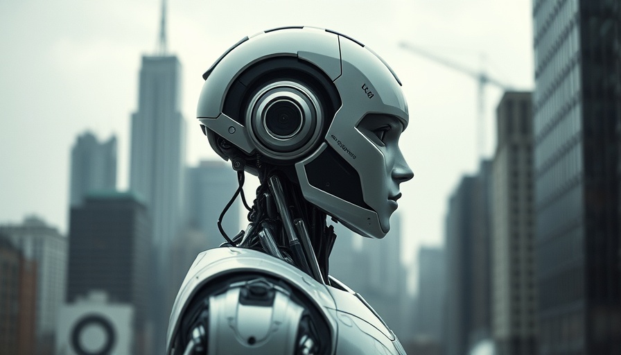 Futuristic robot with cityscape in the age of AI, exploring Accenture's role.