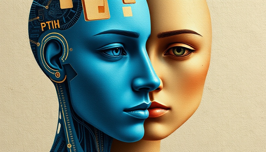 AI usage in consulting: abstract human and AI profiles merging.