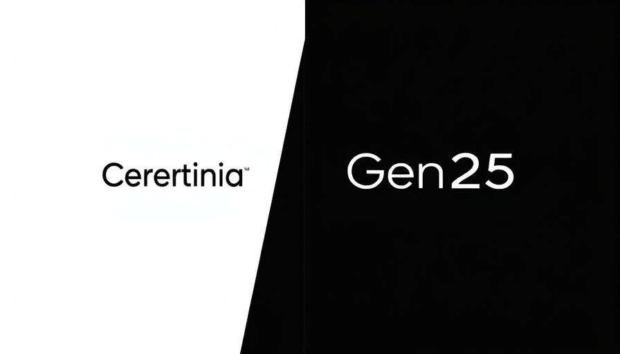Gen25 Certinia partnership logos on split black and white background.
