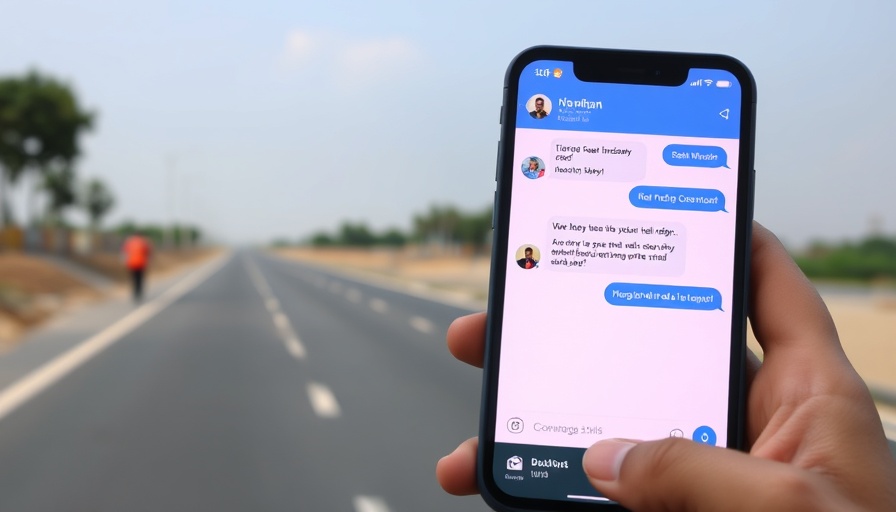Mobile screen with road photo and Hindi chat indicating contractor faking road construction.