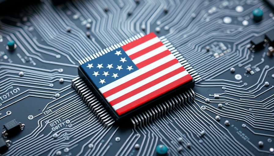 AI chip export controls concept featuring flag microchip.