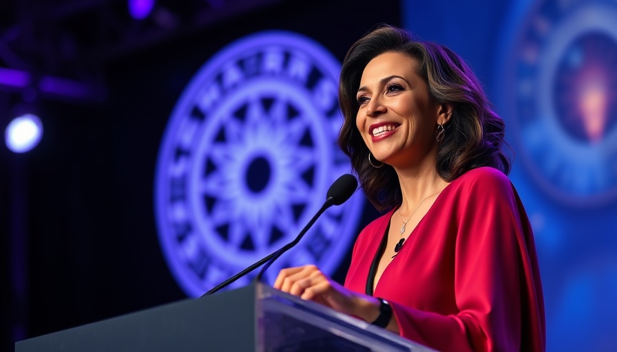 Smiling woman at podium during awards ceremony, signifying growth in AI adoption in consulting.