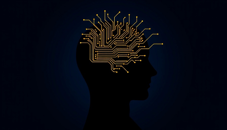 Conceptual AGI in AI technology illustration with circuit and human head