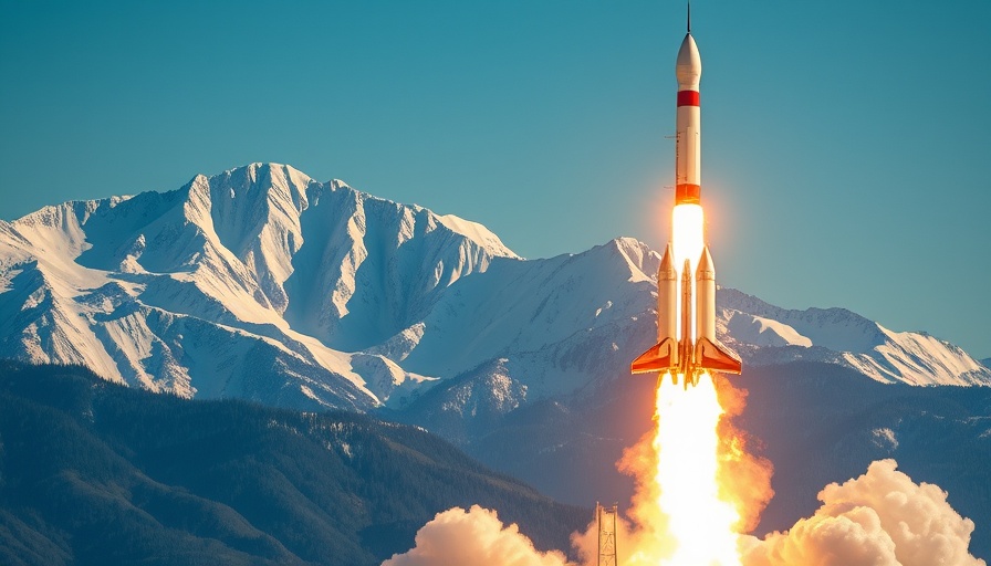 Rocket launching against snowy mountains, Europe's launcher challenge.