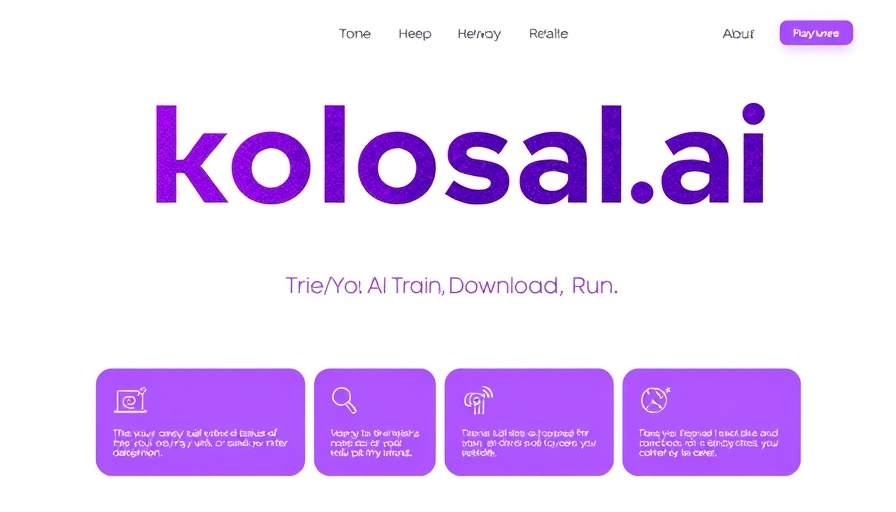 Kolosal AI banner with features like fine-tuning and API integration.