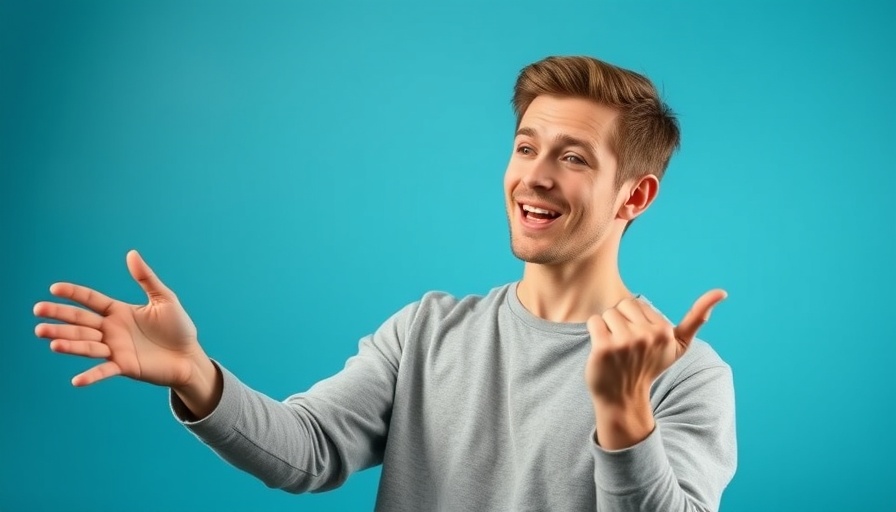 Engaging young man discussing emotion-aware AI concepts.