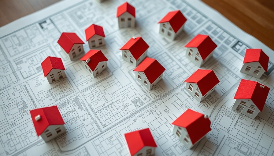 Paper houses on urban planning maps highlighting AI for local authorities.