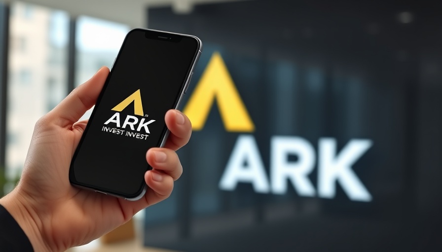 ARK Invest app on smartphone, trend in cryptocurrency and AI investment.