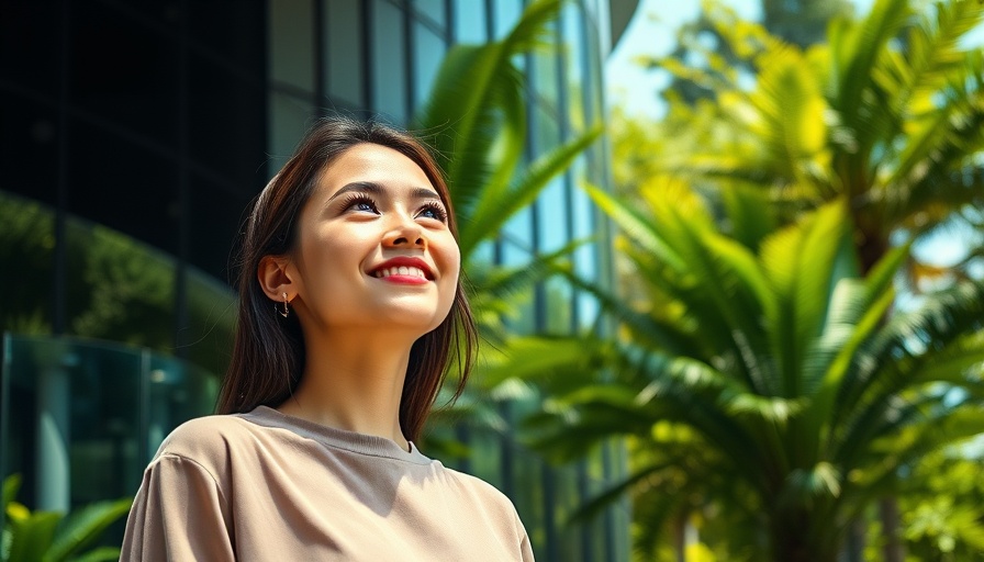 Confident woman outside building, symbolizing breaking into AI field