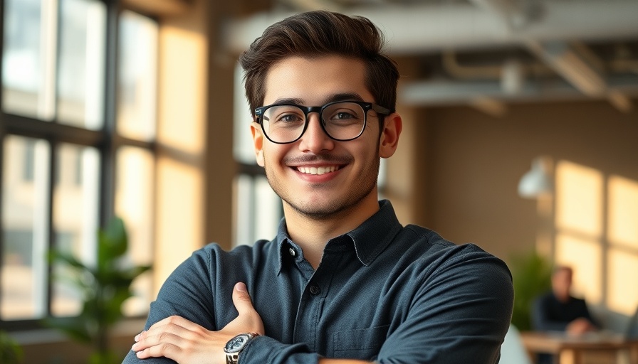 Building trust through thoughtful AI: smiling young man indoors.