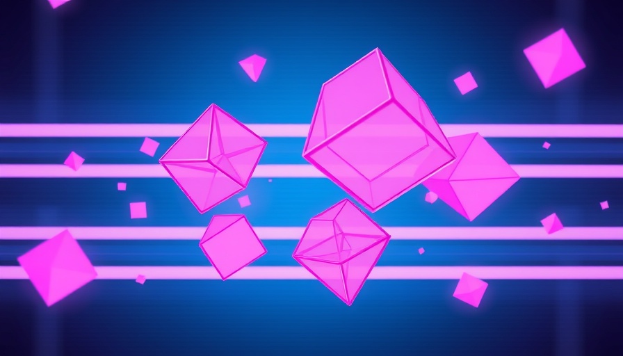 Futuristic floating geometric shapes, technology advice for 2025.