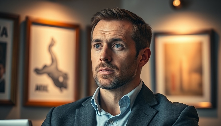 Serious man discussing AI and energy investments on TV, government use of artificial intelligence.