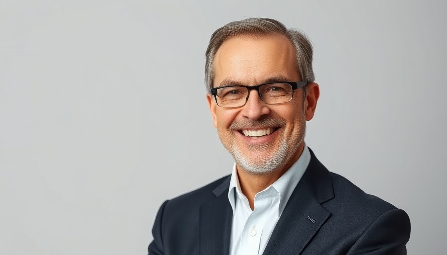 Professional man in a suit smiling in a portrait photo related to AI in Real Estate and Construction.