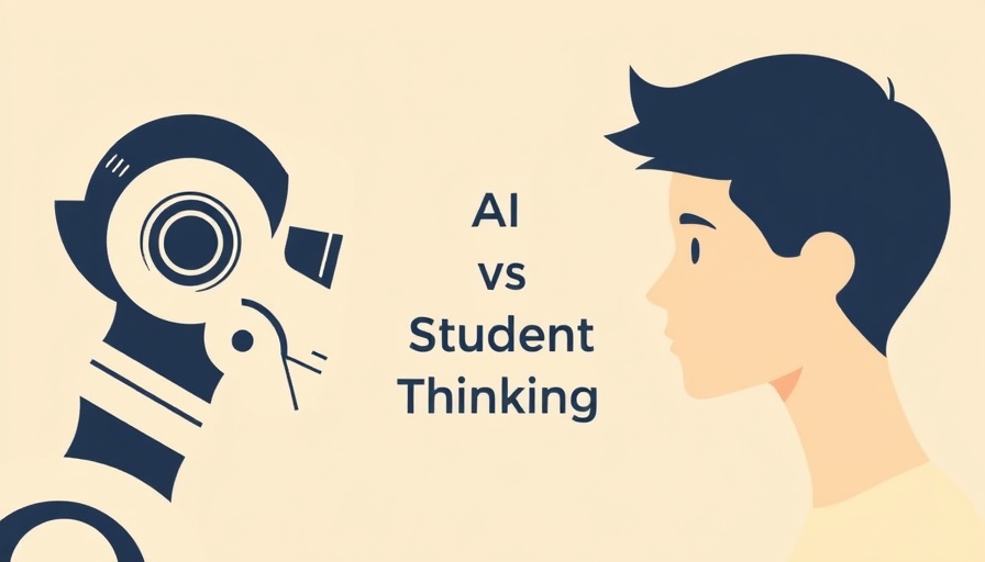 Minimalist artwork depicting AI vs student thinking