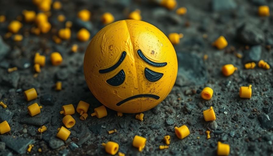 Weathered emoticon depicting AI making us lose our minds.