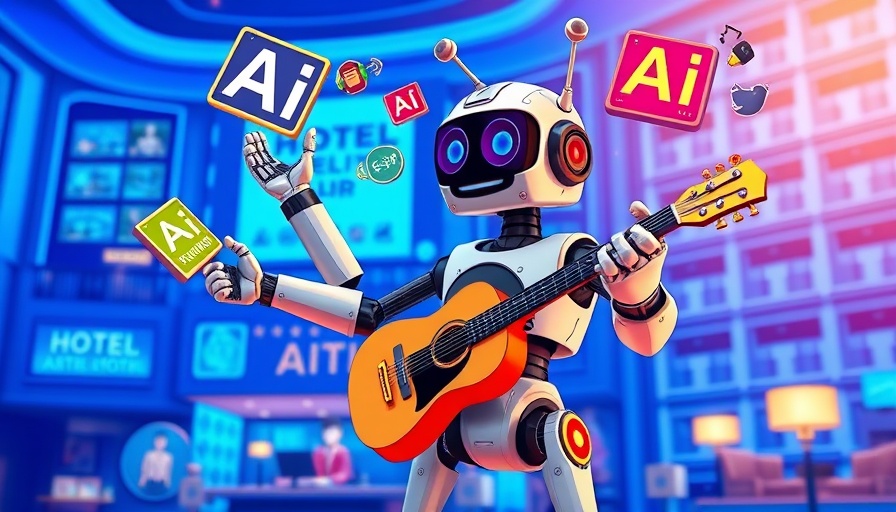 Whimsical robot showcasing AI integration in hospitality revenue growth.