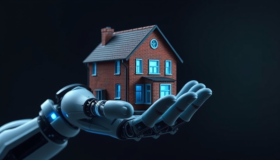 AI Agent Assistant for Real Estate: Robotic hand holding model house.