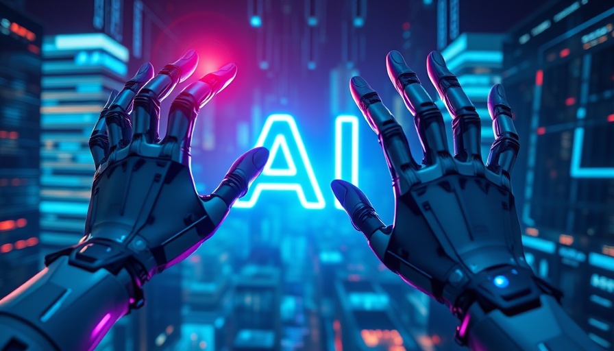 AI in Construction and Design symbolized by robotic and human hands.
