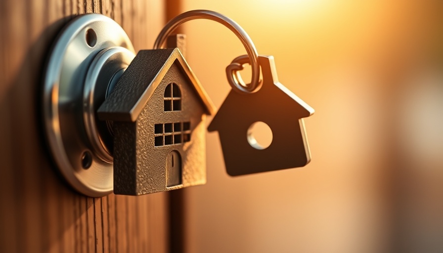 Key in lock with house-shaped keychain symbolizes buy-before-you-sell products.