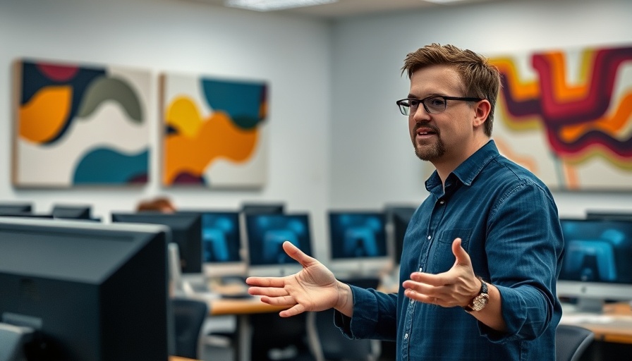 Engaged teacher in modern computer lab, illustrating AI in Education.