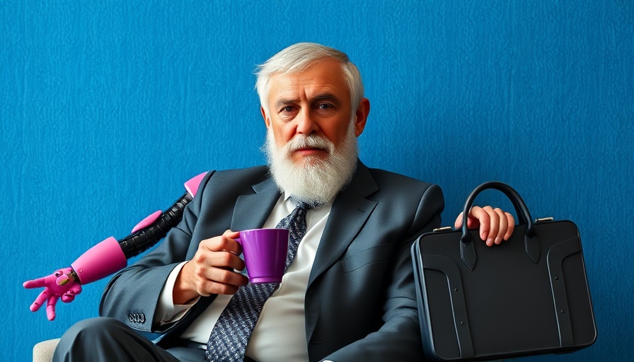 Futuristic AI concept with man and robot, highlighting AI saving consultants time.