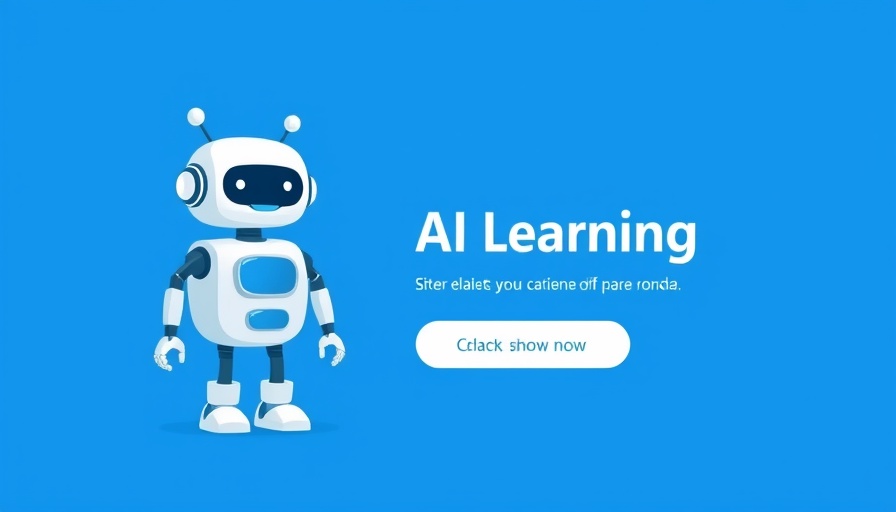 AI-themed advertisement promoting AI understanding, bright blue background.
