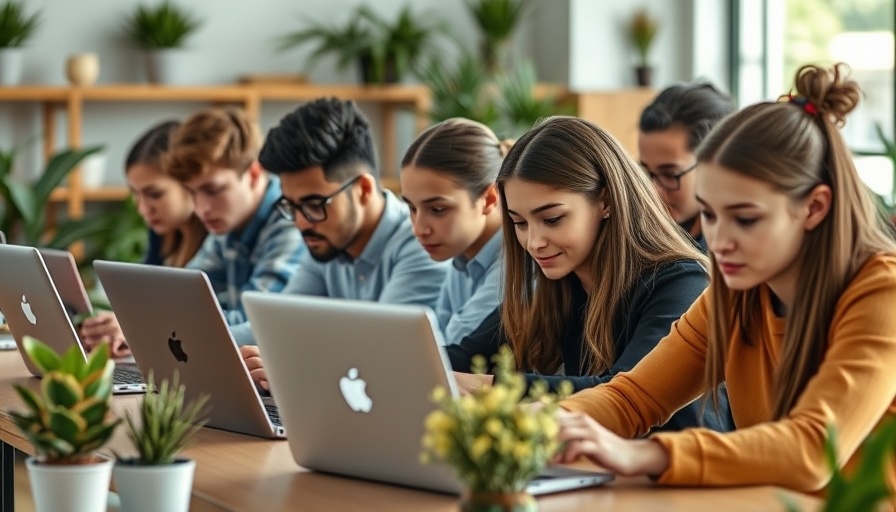 Students engaged in AI education programs in Bahrain classroom.