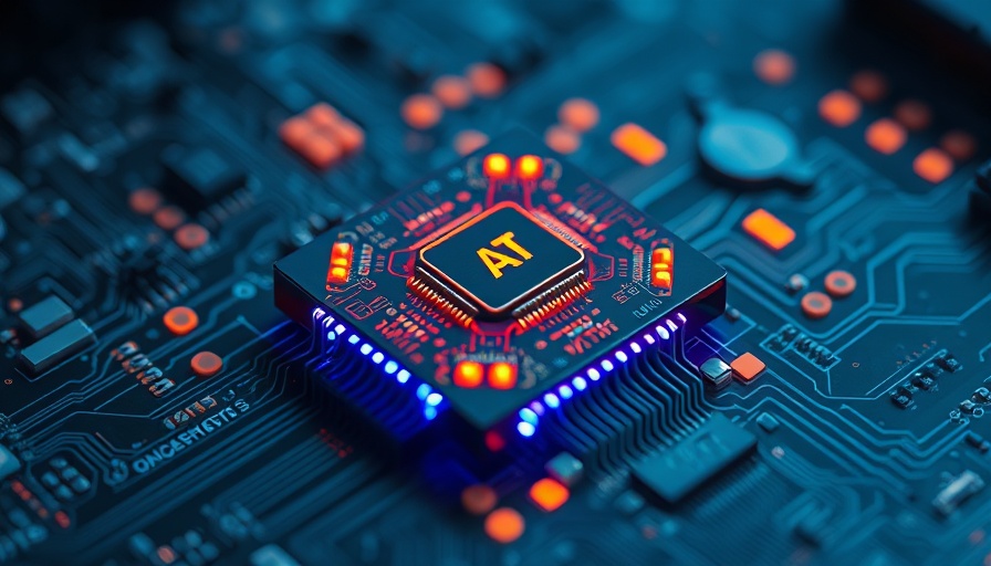 AI adoption in construction and design: futuristic AI chip on circuit board.