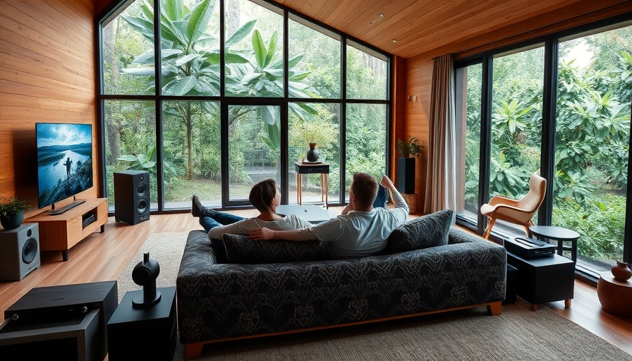 Living room with Sonos speakers, showcasing serene atmosphere.