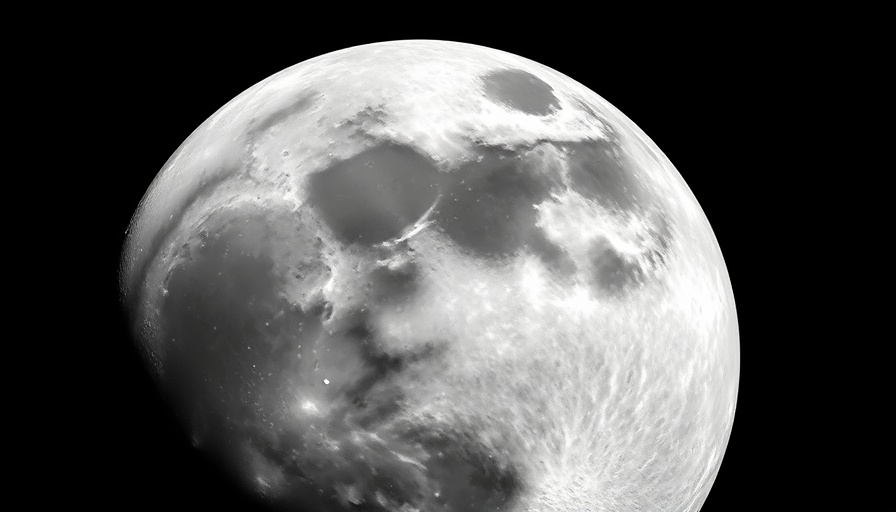 Close-up of the Moon's cratered surface.