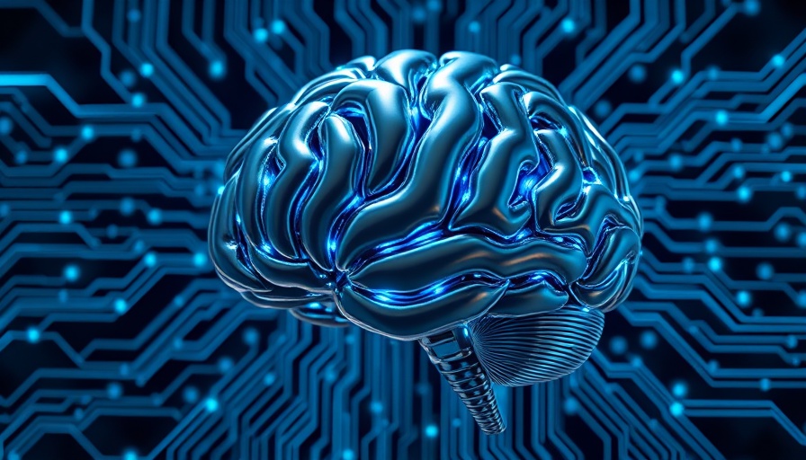 Futuristic AI robot brain with glowing circuits symbolizing technology