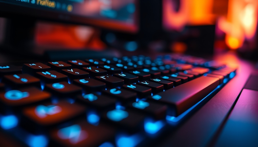Futuristic keyboard with blue backlight representing AI impacts on education.