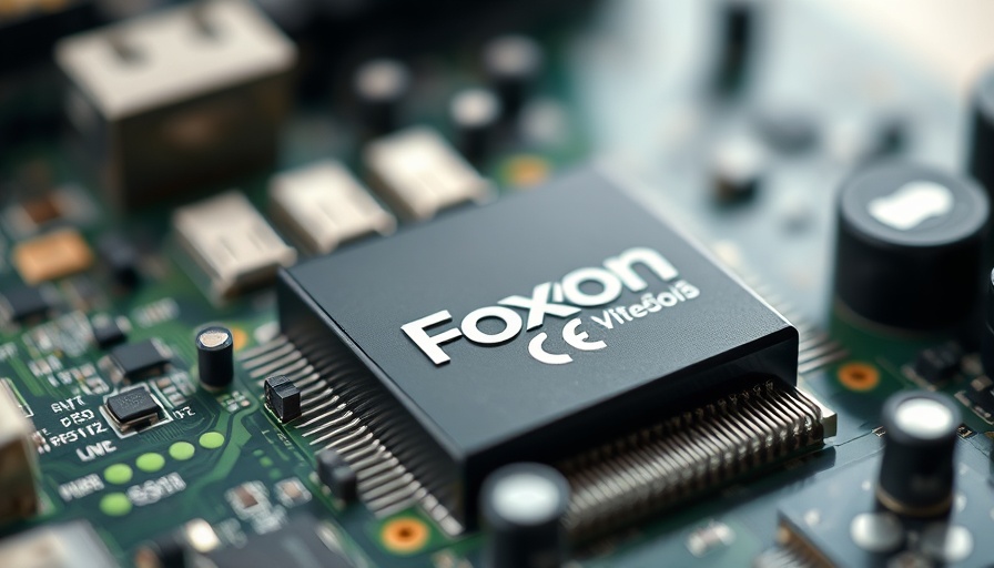 Close-up shot of Foxconn circuit board showing AI demand components.