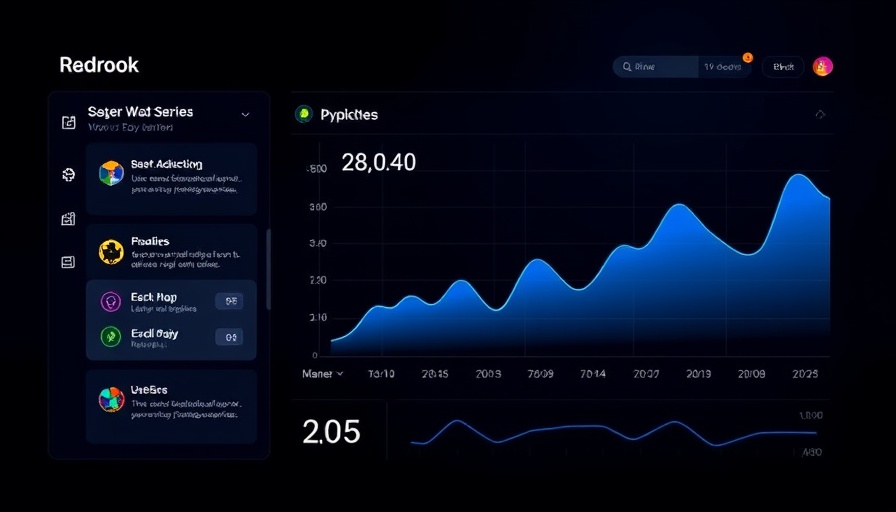 Digital interface showcasing data analytics with graph and icons, Prism AI in Building Operations.