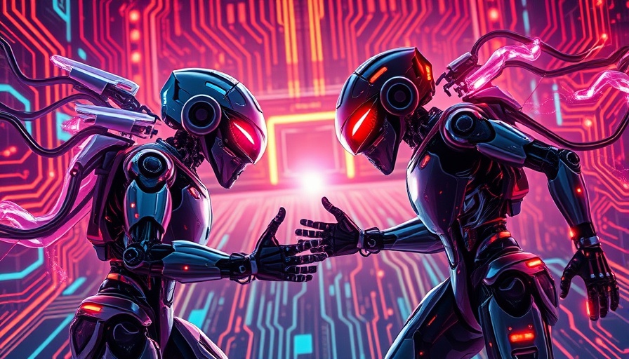 Conceptual depiction of OpenAI Google AI battle with digital figures.