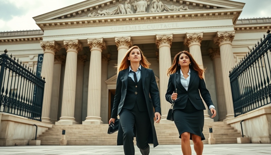 Professional women leaving Supreme Court building, AI-generated errors in legal submissions.