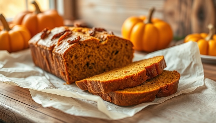 Sliced pumpkin bread on parchment paper, pumpkin bread recipe focus