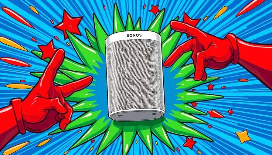 Sonos Era 100 speaker in vibrant, abstract Prime Day display.