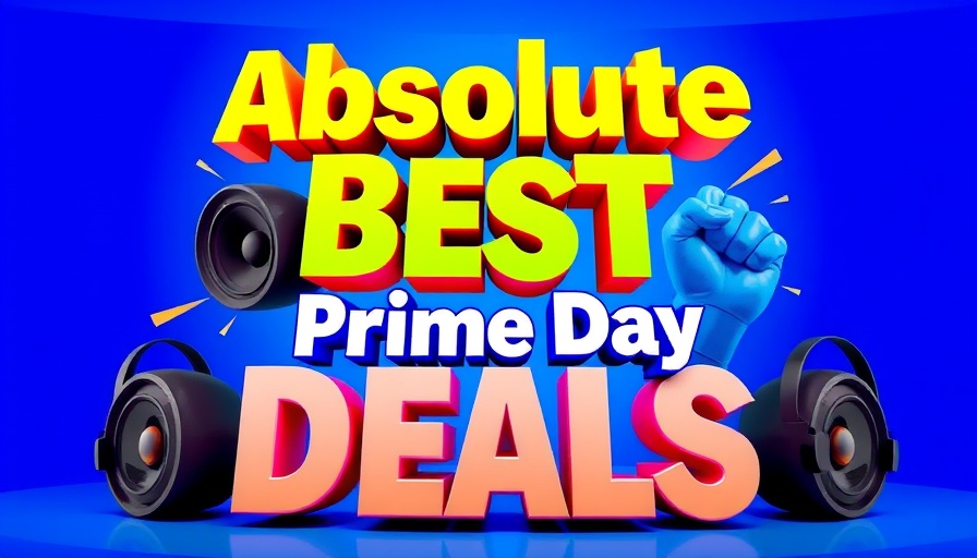 Colorful Amazon Prime Day deals graphic with 3D elements.