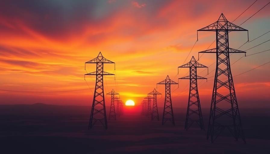 Power lines at sunset symbolizing Trump Administration DOE funding cuts impact.