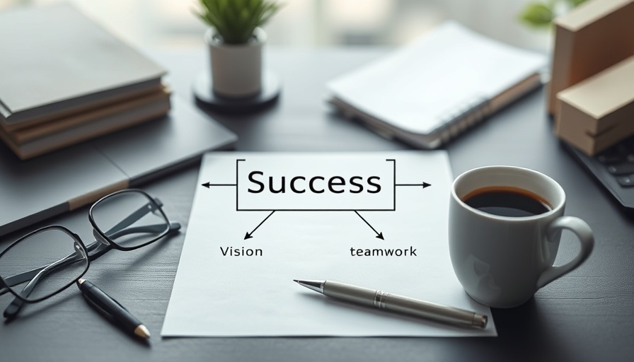 Conceptual success chart with career development terms on a desk.