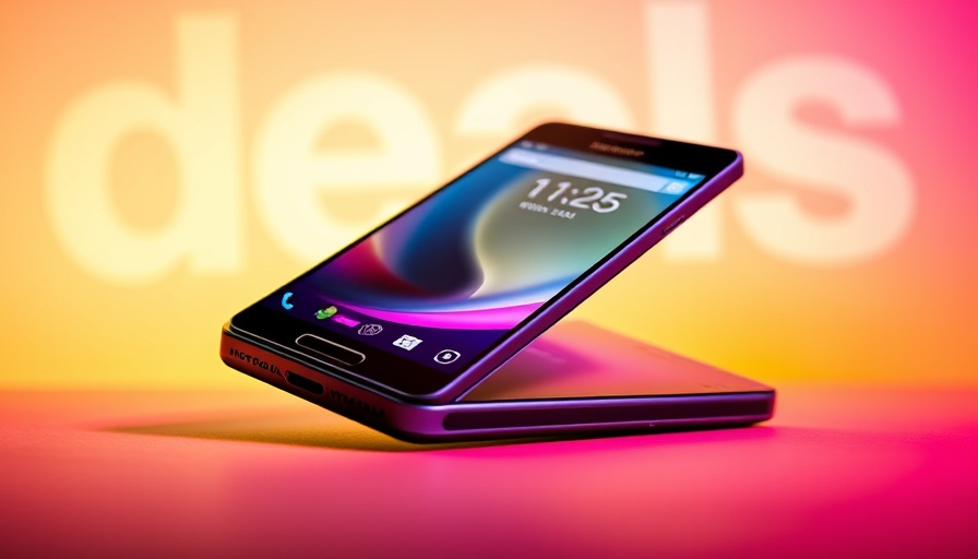 Motorola Razr Ultra on discount with colorful deals background.