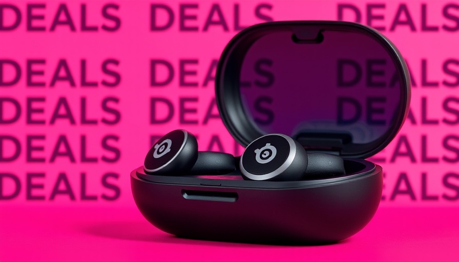 SteelSeries Arctis GameBuds in case on vibrant deals background.