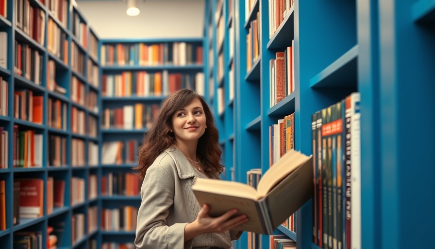 Books to get out of a reading slump: woman browsing a colorful library