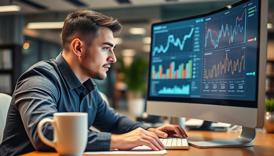 Businessman analyzing charts on screen using Microsoft Office 2024, one-time payment.